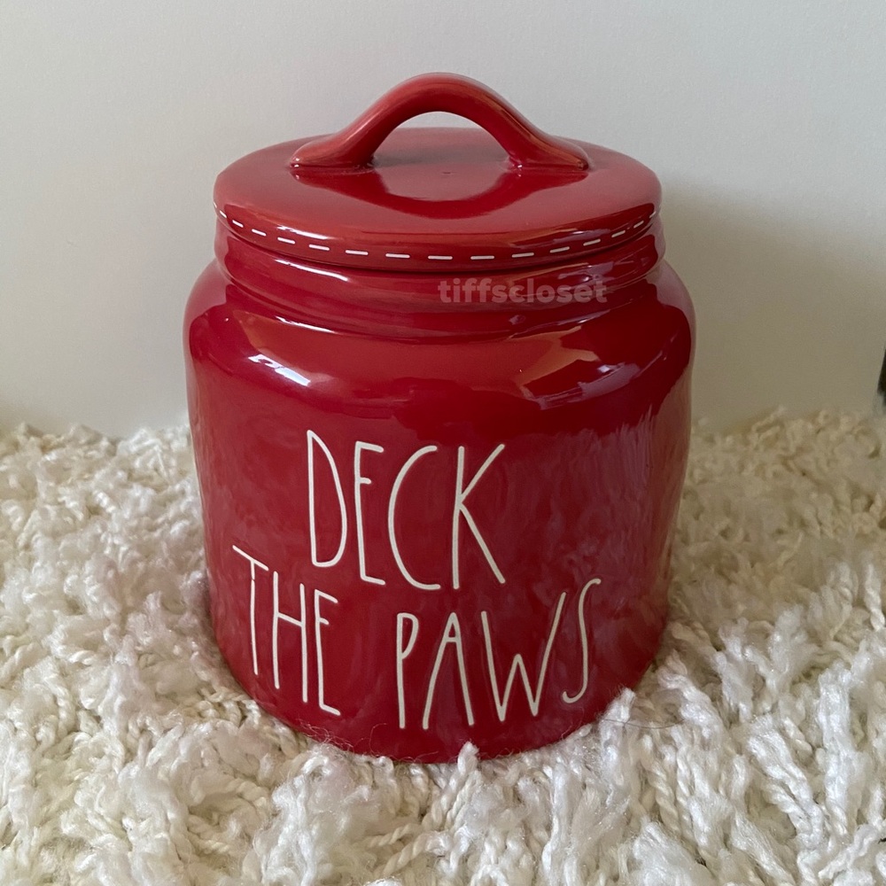🆕 Rae Dunn “Deck the Paws” Christmas Canister